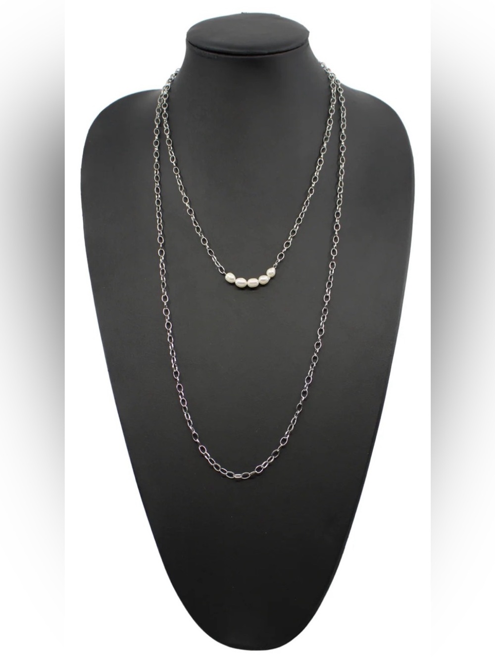 Katia Design Silver Multi-Layer Pearl Accent Necklace NWOT